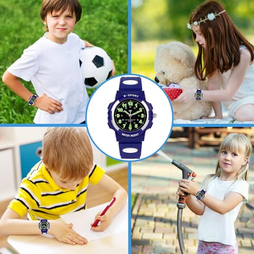 Image of CKV Kids Watch for Boys Girls Ages 5-12, Waterproof Time Teacher Easy to Read Analog Sport Outdoor Children Watches with Soft Band for Kids