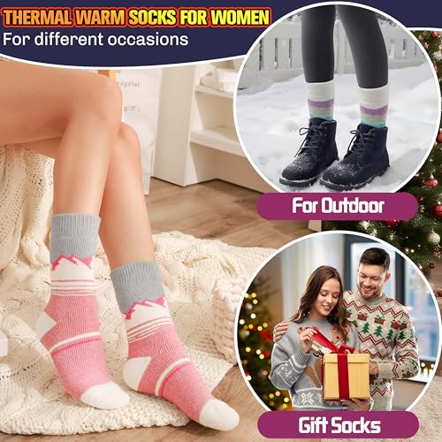 Image of 3 Pairs Thermal Warm Socks for Men & Women Thick Winter Extra Warm Insulated Boot Ski Socks for Cold Weather