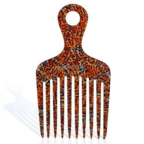 MANETURAL 14MX Hair Comb for Women, Wide Tooth Comb for Curls, Afro Pick, 5.5 Inches, Leopard (1 PACK)
