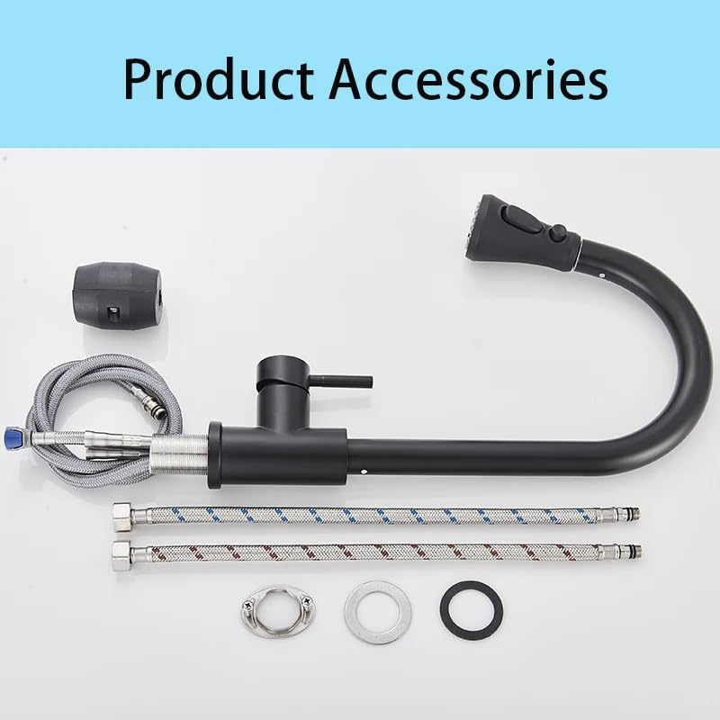 Robinet de cuisine extractible noir mat pour stopper les éclaboussures d'eau