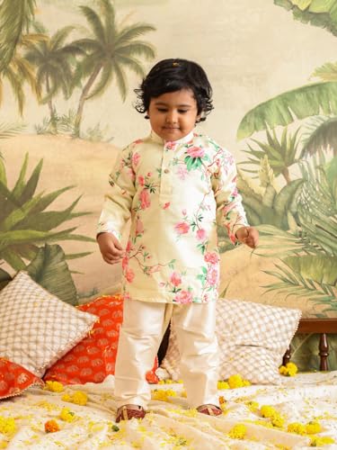 Image of Vastramay Infant Boys Multicolor Muslin Cotton Kurta Pyjama Set
