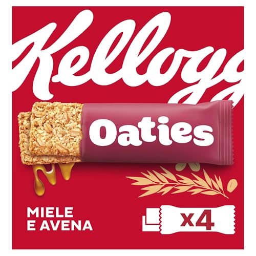 Kellogg's Oaties | Barritas de Avena con Miel | Con 61% Avena Integral | Fuente de Fibra | Pack de 4 x 40g