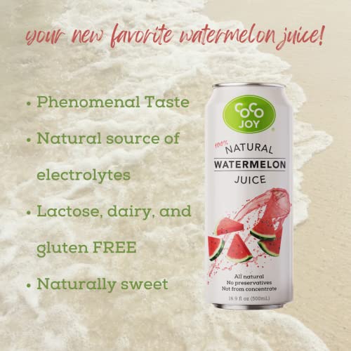 Coco Joy 100% Natural Watermelon Juice, (12-Pack) Fresh Low-Calorie Watermelon Drink With Electrolytes, Vitamins C And A, And Potassium #TOP3