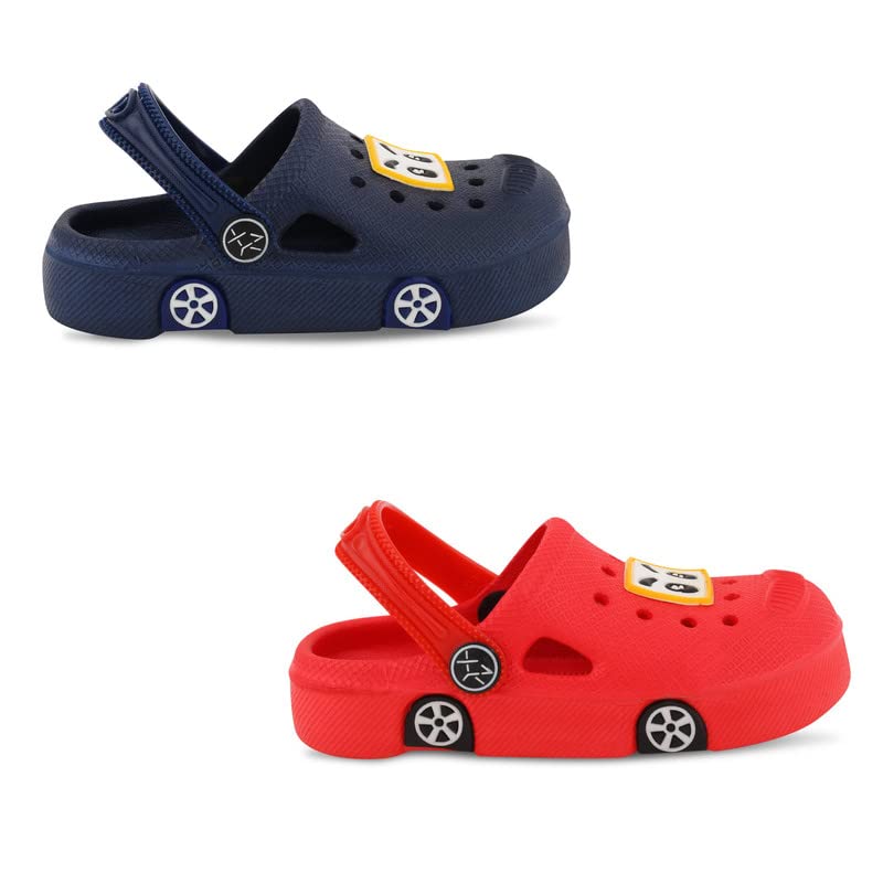 Image of SMARTOTS Pack of 2 Car Design Kids Clogs for Daily Use, Kids Eva Sandals for Boys and Girls with Adjustable Sling Back Strap