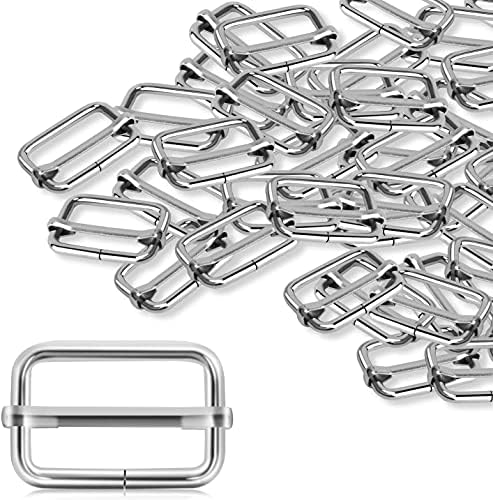Risan Slide Buckle 1 inch Metal Triglide Slides Rectangle Adjustable Webbing Slider for Fasteners, Strap, Backpack 20 Pcs