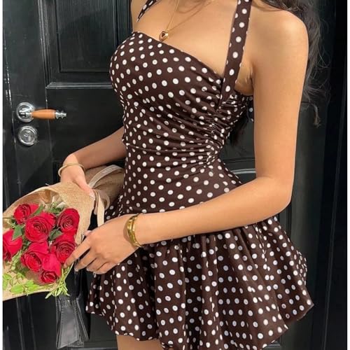 Image of Women's Y2K Sexy Halter Corset Mini Dress Backless Corset Bubble Ruched Waist Club Party Dresses