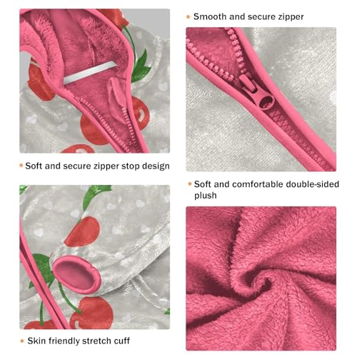 OTVEE Cherry Fruit Pattern Kids Hoodie Jacket Fall Spring Full Zip Warm Outwear Coat3