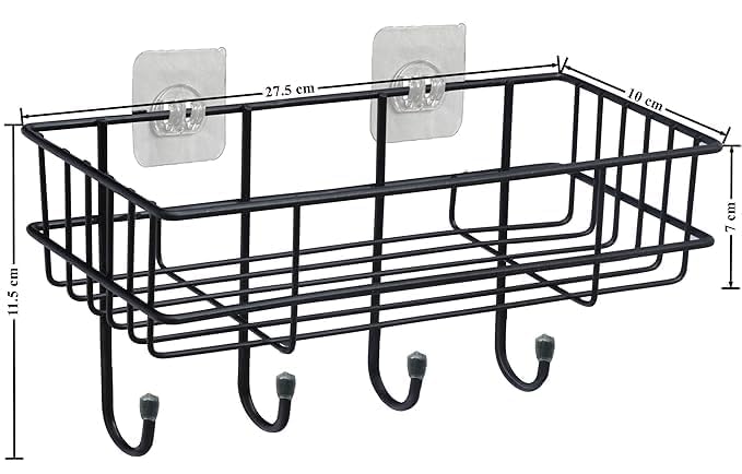 ELMVIA Self Adhesive Bathroom Shelf for Wall/Shelf Organizer/Kitchen Shelf with Magic Stickers Without Drill (Black) (B0D7SGG715) Amazon Price History, Amazon Price Tracker