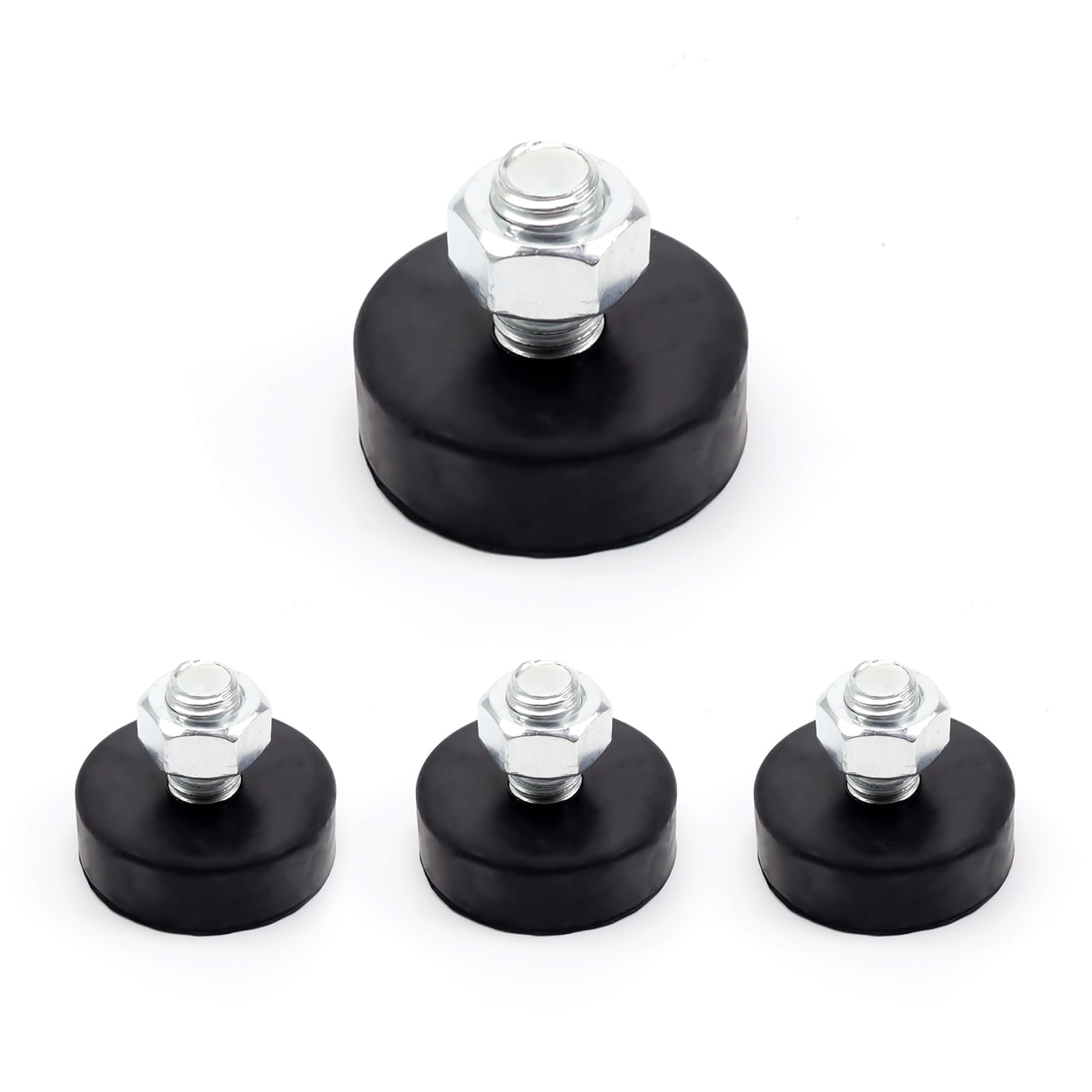 HSUYUN Pack of 4 Screw Feet, Black Screw-On Rubber Feet, M12 x 42 mm Rubber Feet, Screwable, Screwable, for Tables, Cabinets, Machines and Appliances