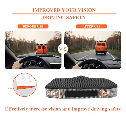 Image of kingphenix Premium Car Seat Cushion, Memory Foam Driver Seat Cushion to Improve Driving View- Coccyx & Lower Back Pain Relief - Seat Cushion for Car, Truck, Office Chair (4D Mesh Classic Black)