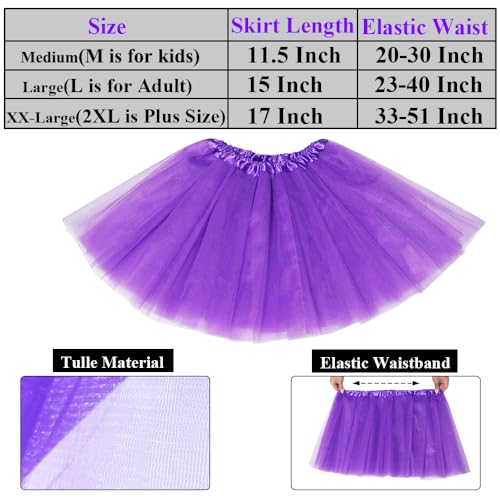 Women's 5-Layer Tulle Tutu Skirt, Adult Dance Ballet Tulle Dress,Teens Halloween Cosplay Running Tutu