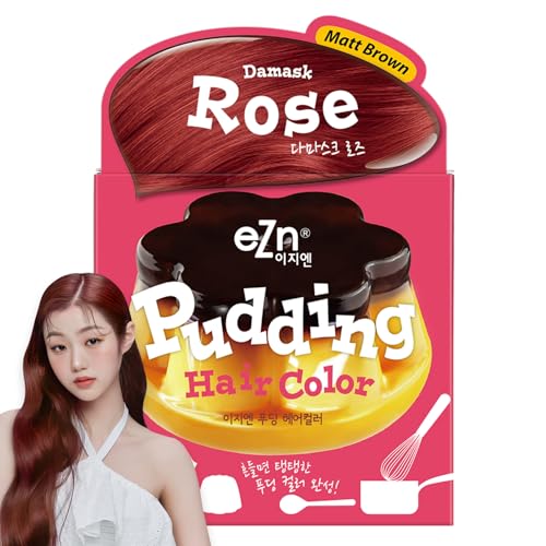 eZn Pudding Hair Dye for Sensitive Scalps – (Damask Rose) | No-Drip, Ammonia-Free, Long-Lasting Semi-Permanent Hair Color with Keratin for Gentle Gray...