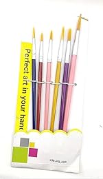 6 Pcs Round Paint Brush Set for Watercolor, Acrylic & Oil Painting – Nylon Bristles, Wooden Handles – Art Brushes for Beginners & Professionals