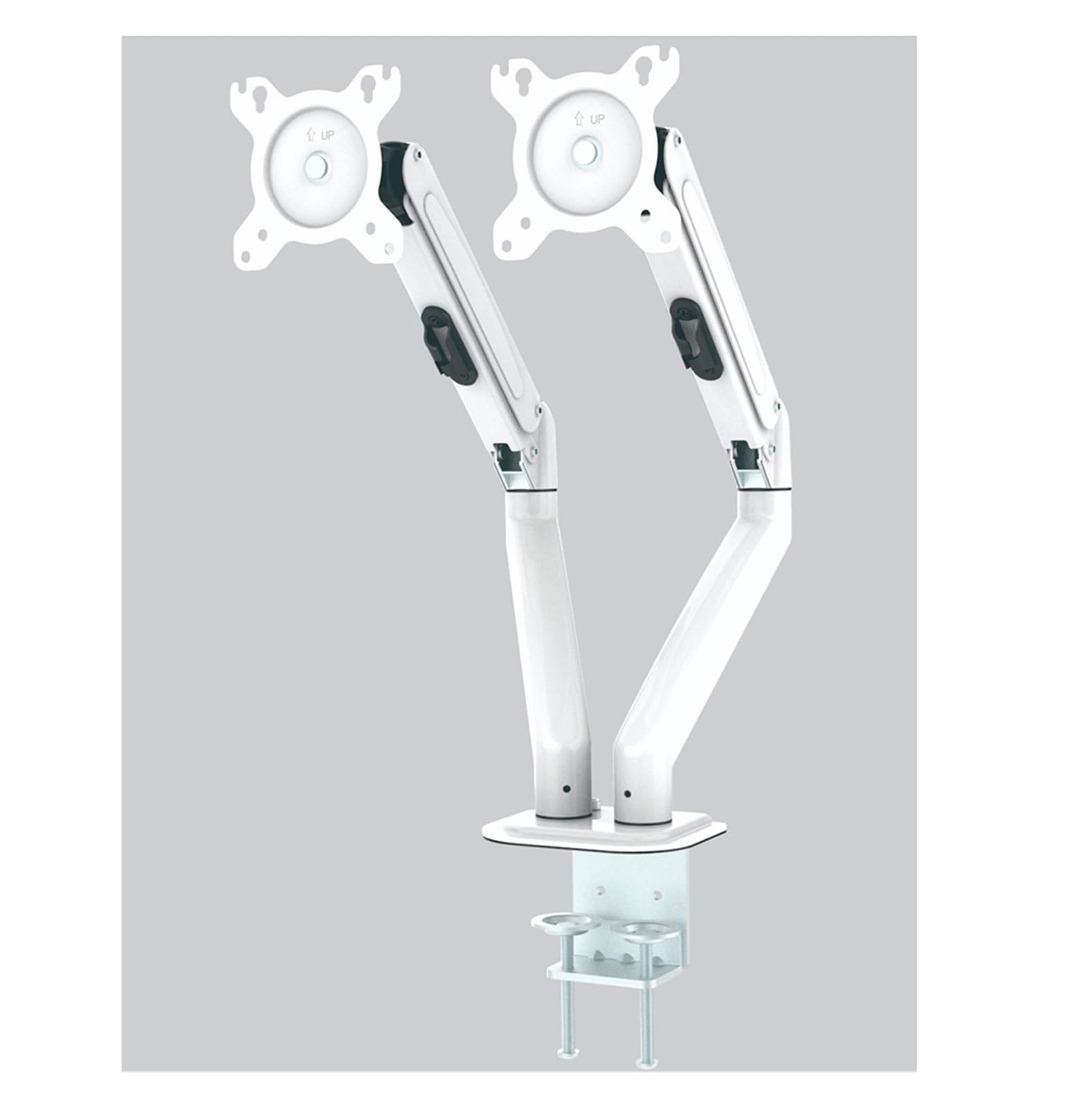 TKJfdTY G08-24 Dual Monitor Desk Mount Bracket For 13 To 27 Inch Lcd Screens, Swivel And Tilt Adjustable Dual Arm Desk Mount，White
