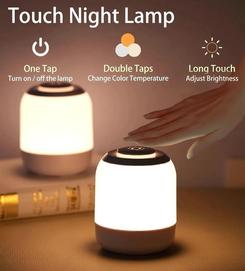 Miniatura 5 de Paquete de 2 luces nocturnas suaves para el cuidado de los ojos, luz nocturna táctil para bebés, niños y adultos, pequeña lámpara de noche, 3