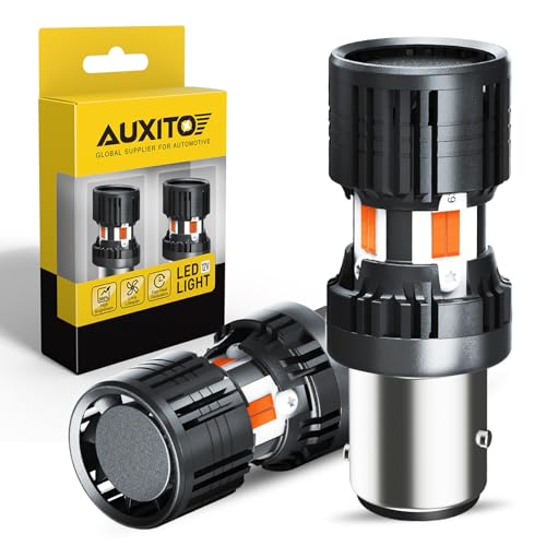 AUXITO CANBUS 1157 LED Bulbs Amber Yellow with Built-in Resistor 2057 2357 7528 BAY15D P21/5W Anti Hyper Flash Error Free Front Rear Turn Signal Lights Blinker Marker DRL Parking Lights Pack of 2