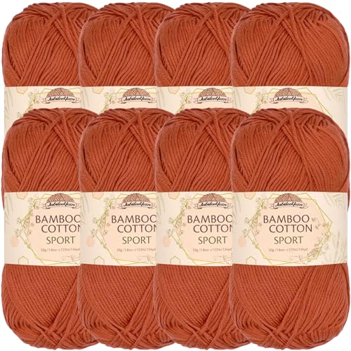 Image of JubileeYarn Bamboo Cotton Sport Yarn - 50g /Skein - Gingerbread - 8 Skeins