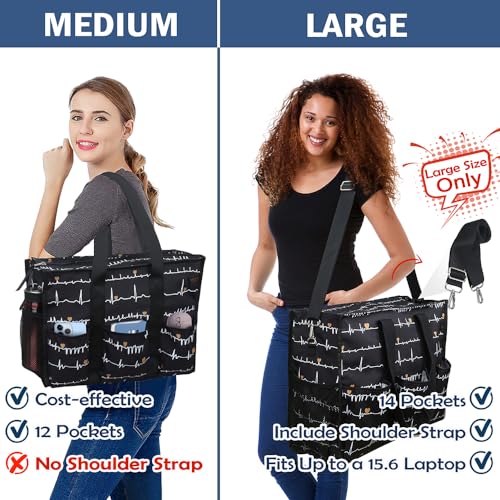 Image of Nurse Bags for Work Nursing Bag Multiple Pockets Waterproof Organizing Zip Top Clinical Bag for Nursing Students Home Health