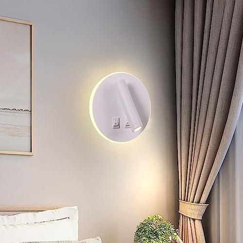 Image of Wall Wash Light White Bed LED with Interior Wall Adjustable Spotlight Reading lamp Wall lamp for Hallway Bedroom Stairs Hotels Indoor Bedside Lamp 3000K (3W + 9W)