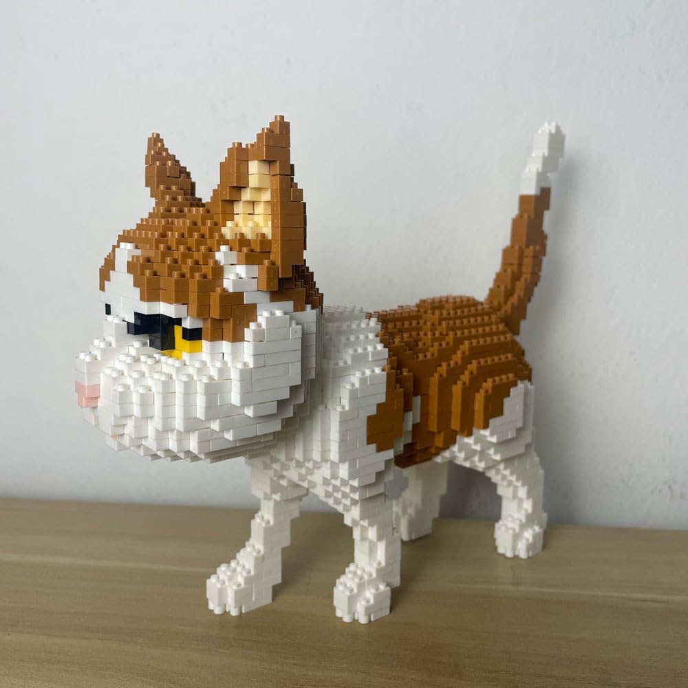 Mini Cat Building Blocks Set - Yellow Cat Micro Bricks 1400PCS for Adults, Collectible Toy for Cat Lovers, The Elegance of Life Gift Decorations Choice