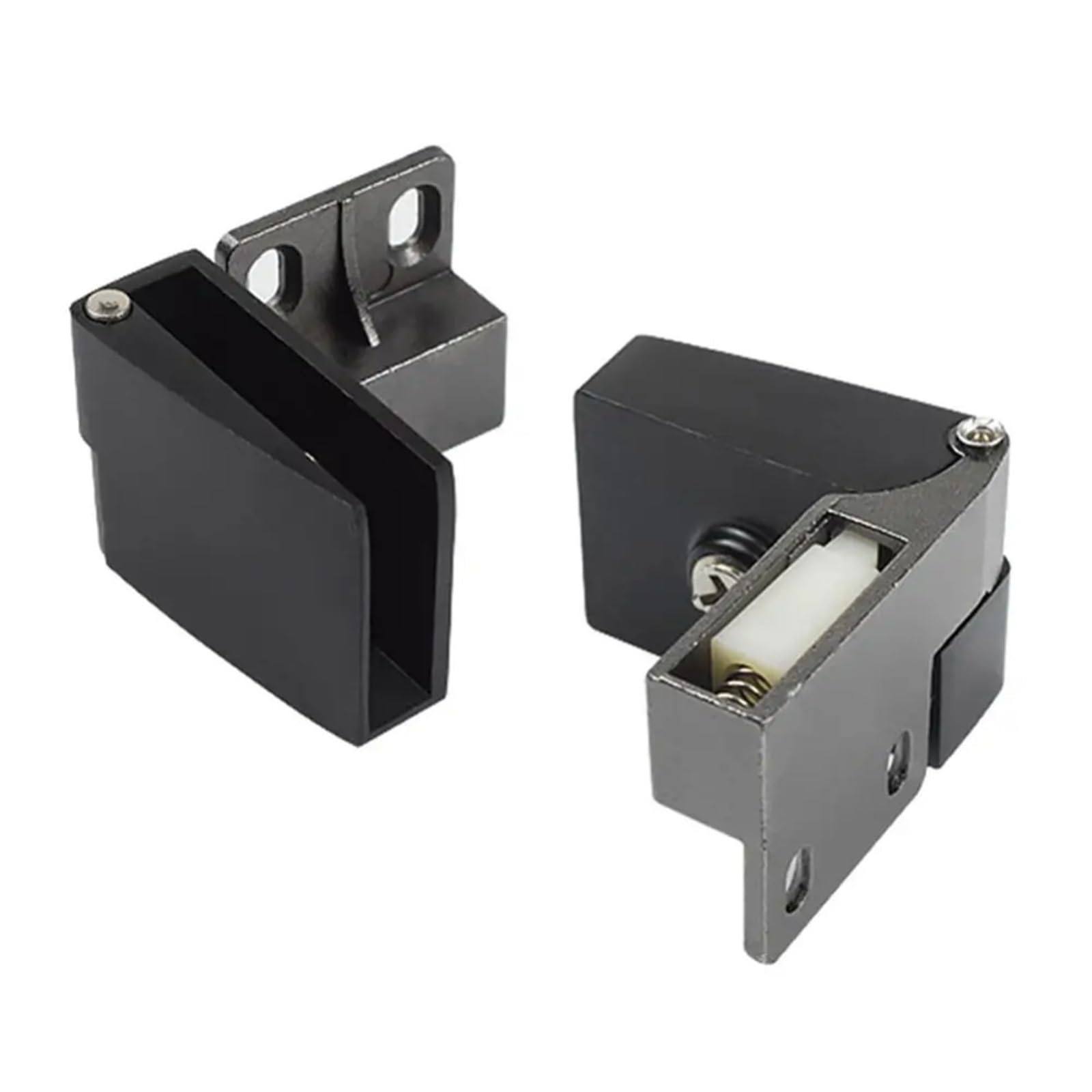 Cnyuon Black 2 Pair Glass Door Hinge Clamps Zinc Alloy Bread Cabinet Cupboard Gate Clip Self-Closing Hinges For 3-5Mm For Glass Door(Black)