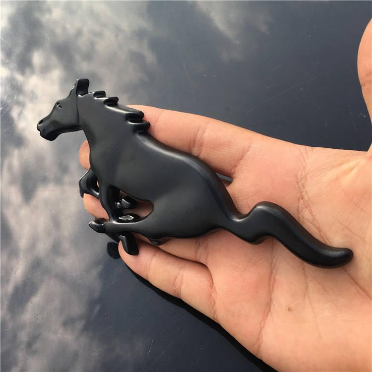 Image of OAN 3D Raised Mstang Horse Silver Metal Monogram Emblem Badge Sticker for All Cars & Bikes (Black)