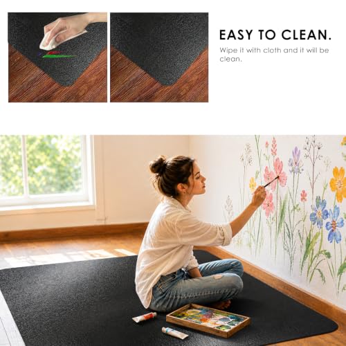 Image of Kuyal Chair mat for Hardwood Floor 46 x 72 inches Rectangle Floor Mats Wood /Tile Protection Mat for Office & Home, Black