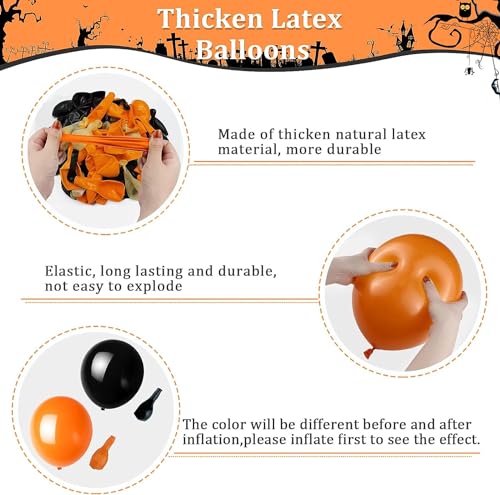 Image of Rozi Decoration Halloween Theme Rubber Balloons - 50 Pcs Orange & Black Balloon Decor Kit | Scary Party Supplies for Home, Hotel, Garden Decor | Birthday & Anniversary Decoration
