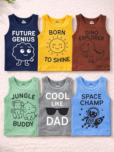 Image of Kidbee Boys & Girls Cotton Baniyan /Vest /Sando (Pack of 6)