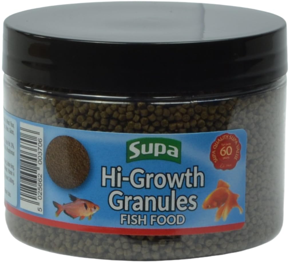 Supa Hi-Growth Granules Fish Food 100 gram 1.5 mm, For All Coldwater and Tropical Fish, Made From Premium Quality Ingredients Which Offer A Nutritionally Balanced Diet,