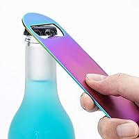 Vista 2 de YFS Abrebotellas plano de acero inoxidable resistente de 7", abridores de cerveza simples y eficaces