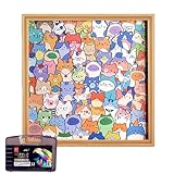 GkgWuxf Holz Katzen Puzzle, Holz Ausmalen Lernspielzeug, Cartoon Kätzchen Puzzle Set, Für Kinder Mädchen Zuhause Reisen Schlafzimmer Hausunterricht Spielzimmer Geburtstag Urlaub Weihnachten