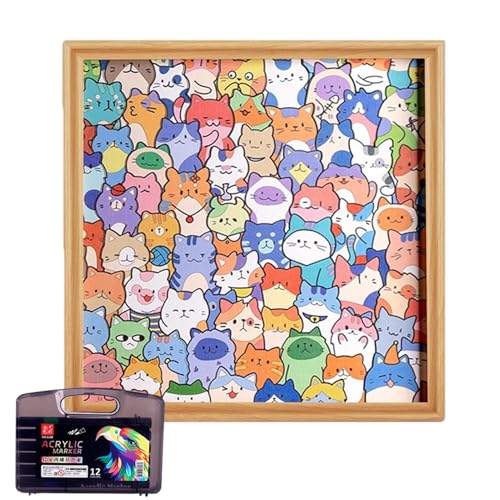 YNPQTDS Gatos de madera 30 x 30 cm juguete de madera para colorear y aprender lindo gatito pintura juegos para niños niñas hogar viajes dormitorio lecciones en casa