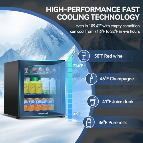 Beverage Refrigerator Cooler,Mini Fridge,Free Standing,1.6 Cu.Ft Cools Down To 32 ℉,Stainless Steel,LED Touchscreen Digital Temp Control,Under Counter,Double-layer Glass Door,Adjustable Shelves,Black - Image 5