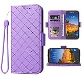 Compatible with Samsung Galaxy S7 Active Wallet Case and Wrist Strap Lanyard and Leather Flip Card Holder Cell Phone Cover for Glaxay S7Active Gaxaly S 7 7Active 7s Galaxies G891A Women Men Purple