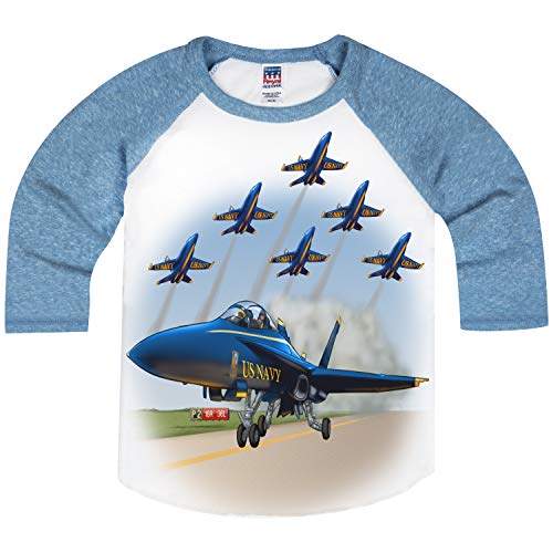 Shirts That Go Little Boys' Airshow Jets Raglan T-Shirt 4 Pool Sleeves