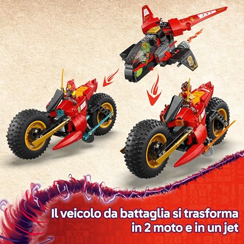 NINJAGO Veicolo da Combattimento Ninja - Set Trasformabile in 2 Moto Giocattolo e 1 Aereo - 6 Minifigure tra cui Kai e Cole - Regalo per Bambini da 8 Anni Fan di La Rivolta dei Draghi - 71844 - Lego - Immagine 2