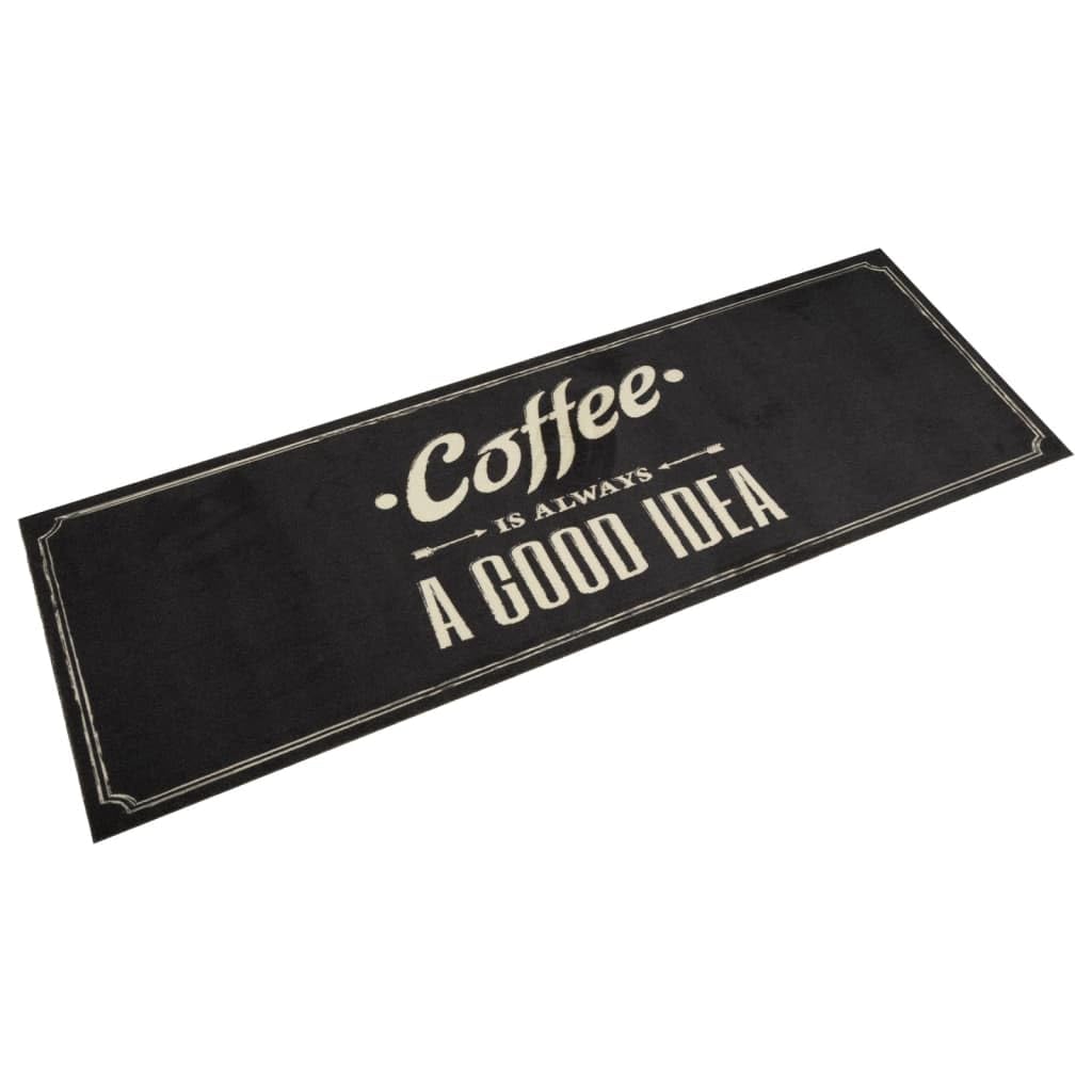 Tapis de cuisine 60x180 cm noir velours lavable et antidérapant