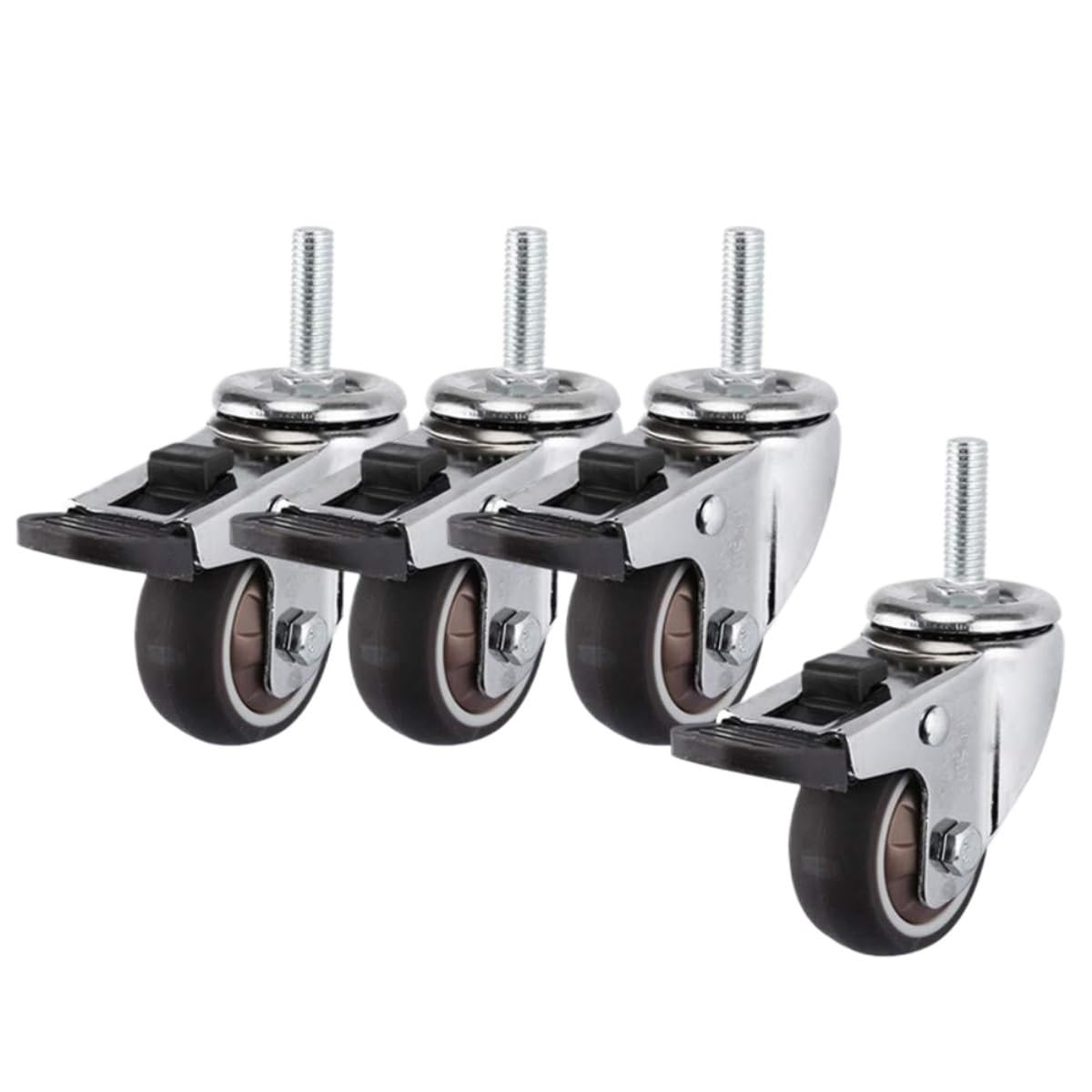 roulettes Pivotantes Lot De 4 roulettes Pivotantes À Tige Filetée avec Freins for Meubles, roulettes De Transport À Fond Plat roulettes pour Meubles(2.5inch)