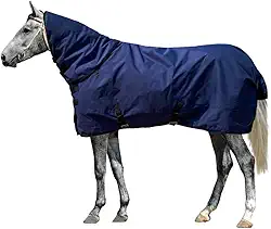 Cobertores de cavalo para inverno à prova d'água 1200D peso médio (enchimento de 220 g) cobertor de afluência de cavalo com alças de pescoço para perna (EUA 72 polegadas/UE 135 cm)