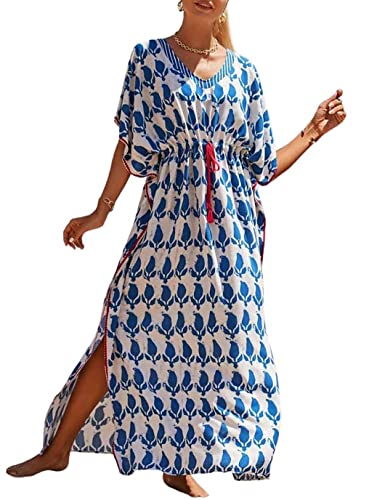 Image of Eddoyee Loose Beach Kaftan Dresses for Women Caftan Swimsuit Cover Up