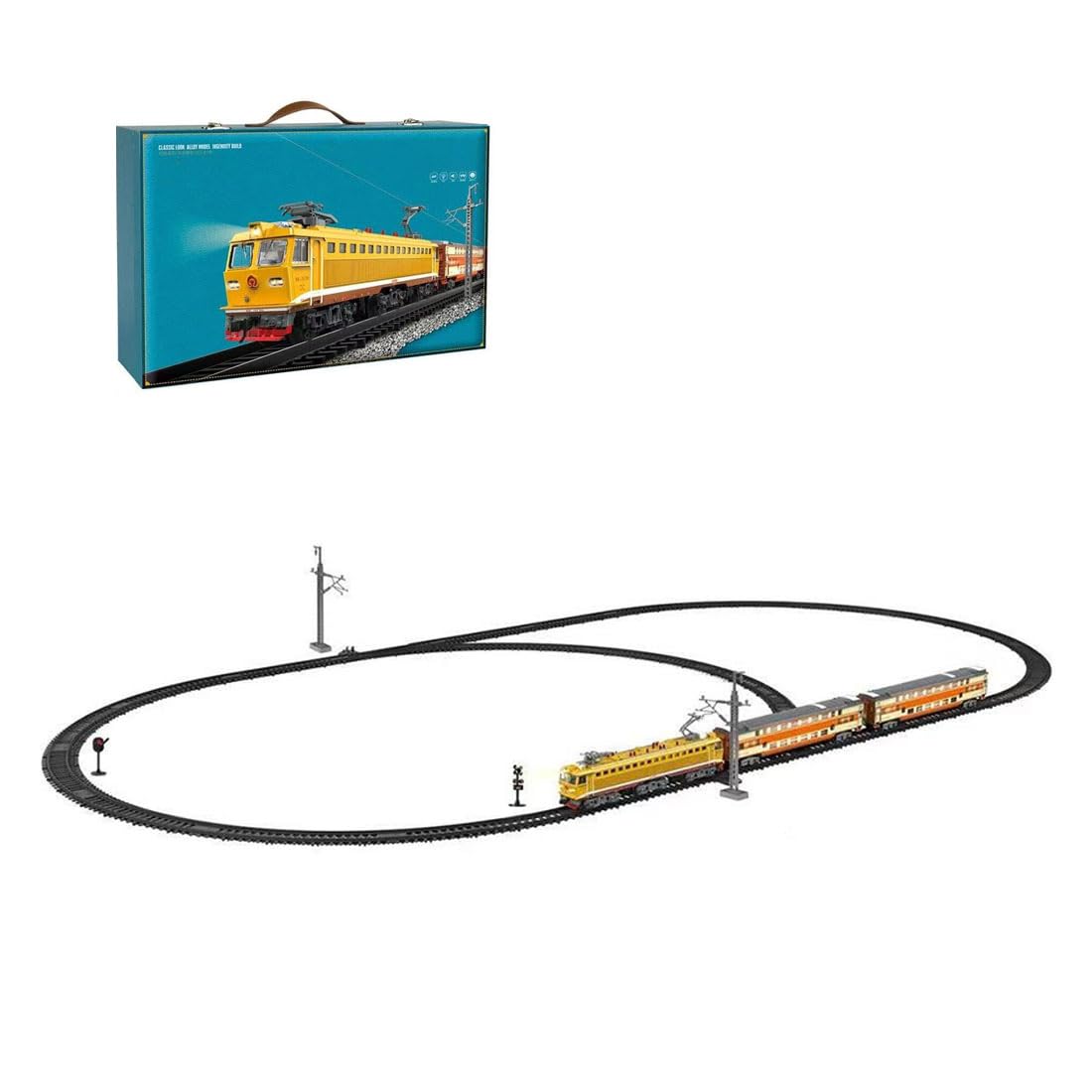 SS7C Mini train électrique en alliage, modèle de locomotive à vapeur réaliste avec wagons de passagers et longue voie