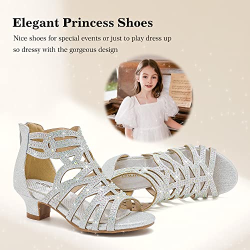 Image of LAURMOSA Little Girls Sandals High Heels Formal Shoes Open Toe Pump Sandals Glitter Party Wedding Shoes for Big Kids Toddler