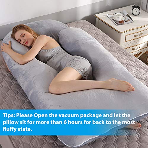 Image of Victostar Pregnancy Pillow,57 inches U Shaped Maternity Pillow with Removable Cover Full Body Pillow Support for Back, HIPS, Legs, Belly (Dark Gray)