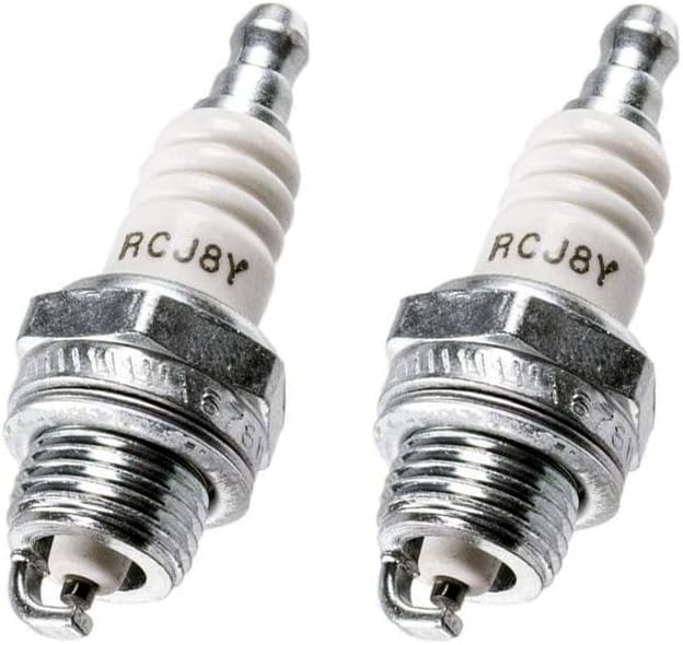 Vela de ignição Champion RCJ8Y com resistor e rosca de 14 mm – Pacote com 2 unidades