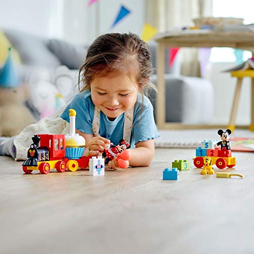 LEGO 10941 Duplo Tren de Cumpleaños de Mickey y Minnie, Juguete para Niños de 2, 3 y 4 Años o Más, Figura de Pluto, Tarta y Vela, Regalos para Bebés