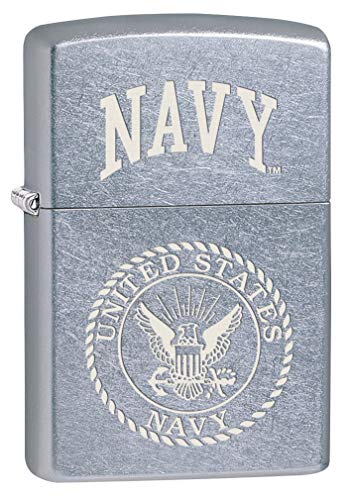 Zippo Lighter: Engraved U.S. Navy Logo - Street Chrome 80382