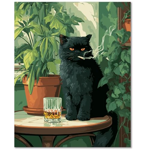 HMZephitiquc Cat Paint by Numbers Kit for Adults Beginners Funny Paint by Number for Adults Painting by Numbers Easy Acrylic Oil DIY Crafts for Gift Home Decor 16x20 in