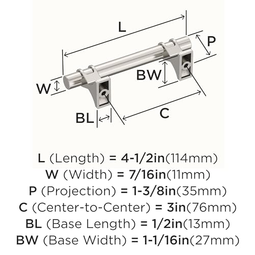 Image of Amerock BP36600PN | Davenport 3 inch (76mm) Center-to-Center Polished Nickel Cabinet Pull | Kitchen Cabinet Hardware | Furniture Hardware | Drawer Handle