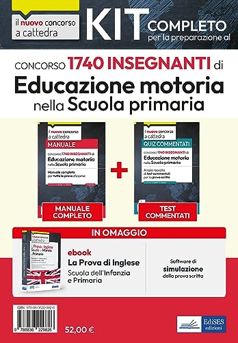 Kit Concorso per 1740 insegnanti di Educazione motoria nella scuola primaria. Manuale + Test + Software